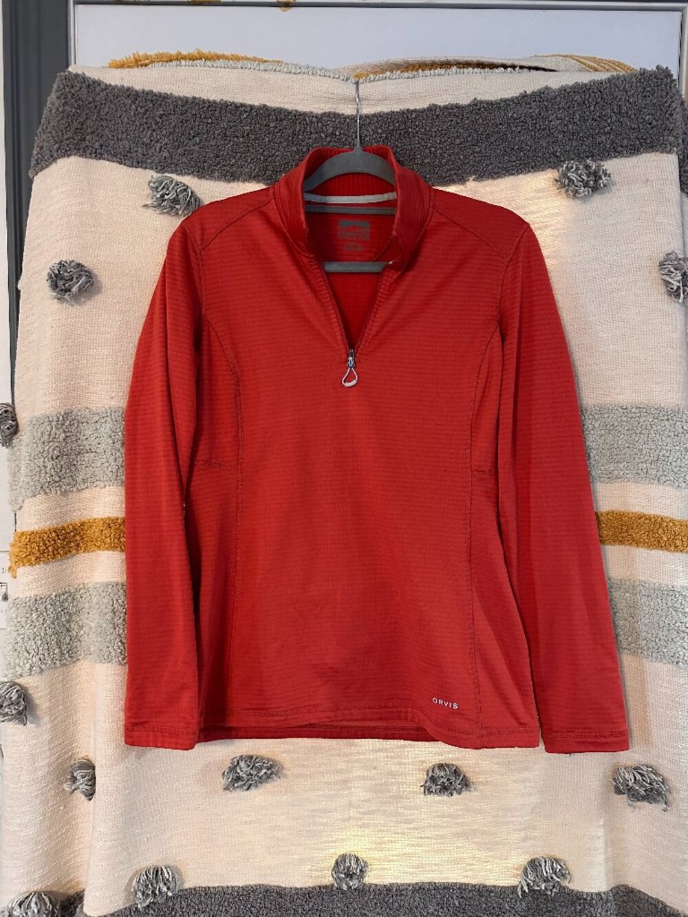 Orvis Women’s Burnt Orange Waffle Grid Fleece 1/4 Zip Pullover - Size Small